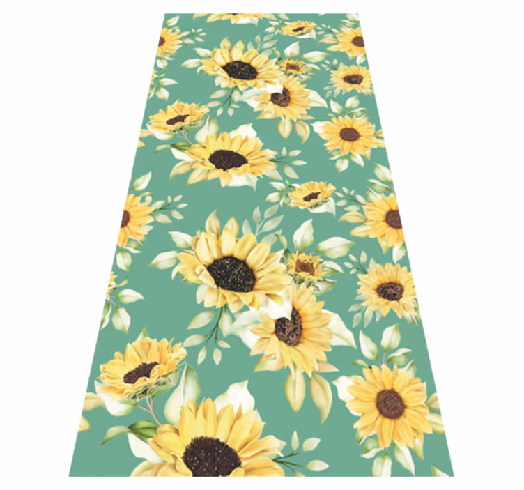 Alfombra vinílica verde diseño floral primaveral - TenVinilo