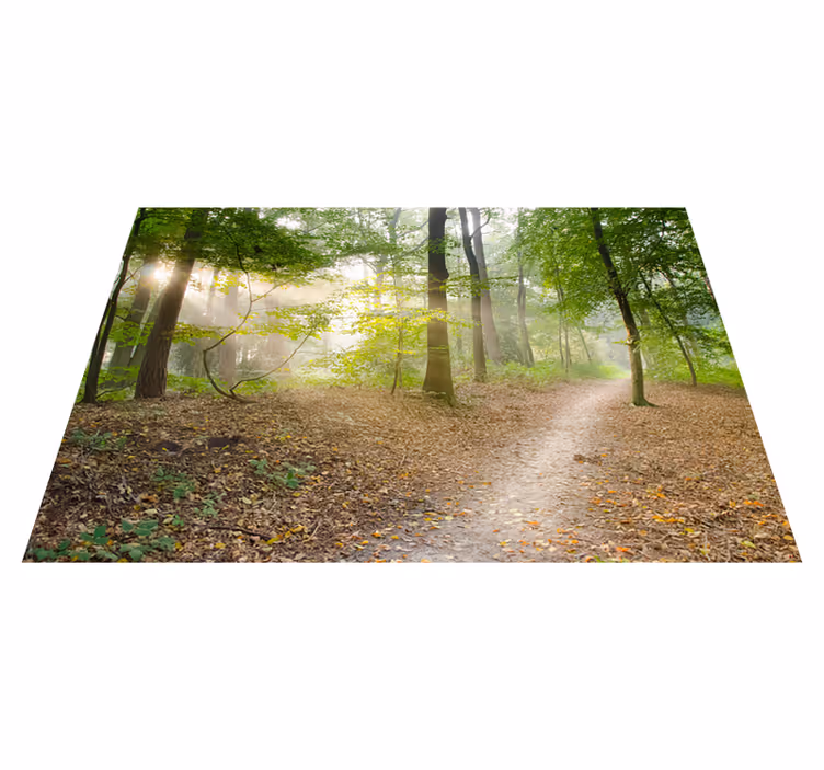 Alfombra vinílica verde camino de bosque sereno - TenVinilo