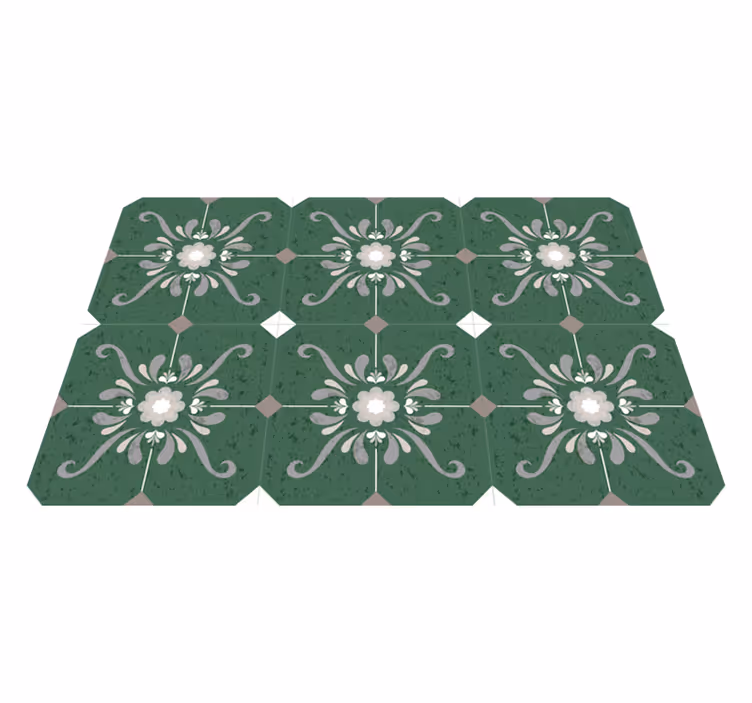 Alfombra vinílica verde estilo antiguo - TenVinilo