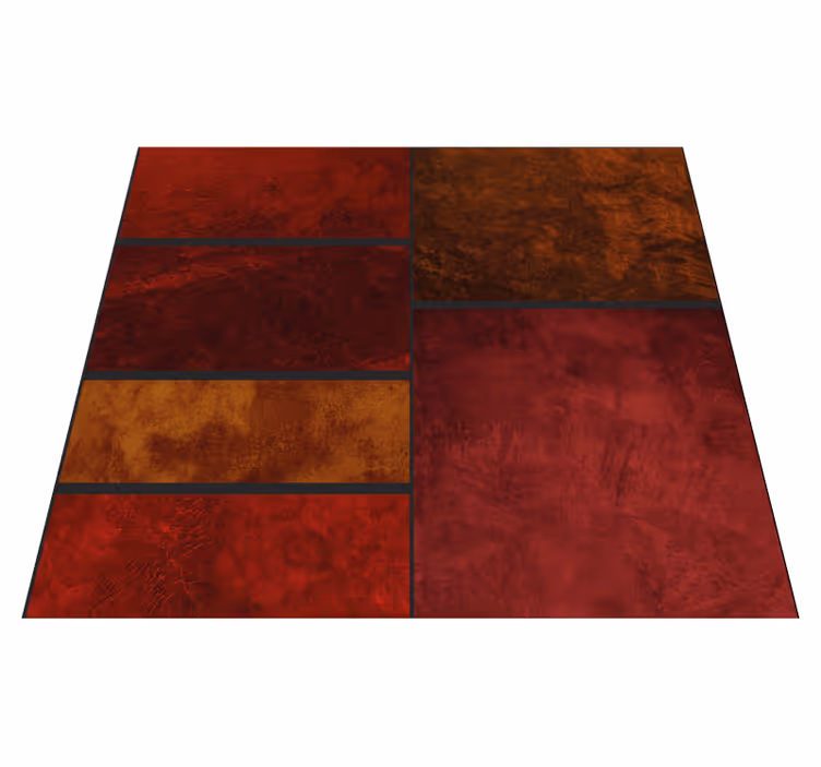 Alfombra vinílica roja diseño de patchwork texturizado - TenVinilo