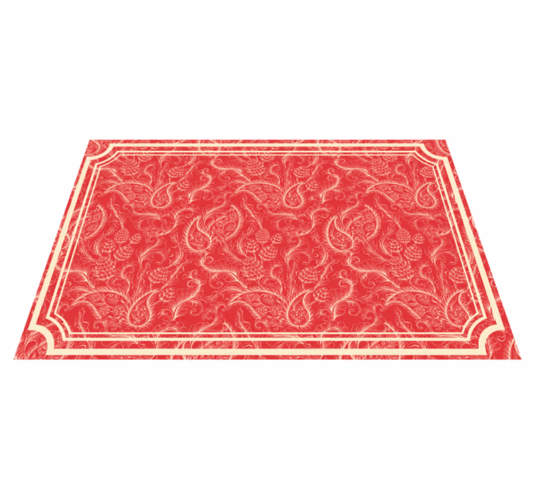 Alfombra vinílica roja ilustración paisley - TenVinilo