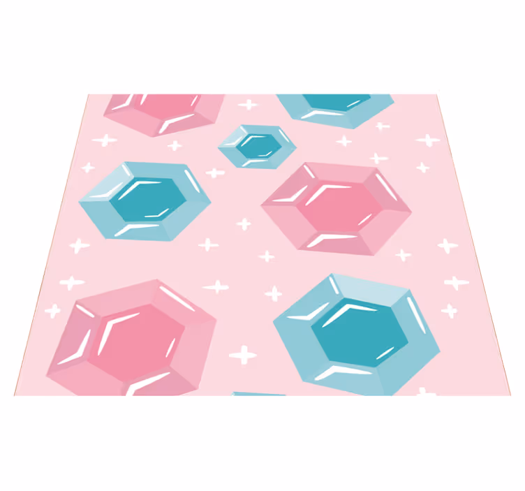 Alfombra vinílica rosa gemas geométricas en tonos joya - TenVinilo