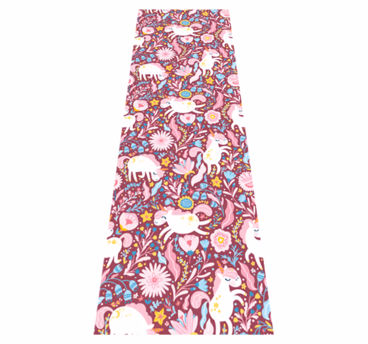 Alfombra vinílica rosa con diseño de unicornio hermoso - TenVinilo