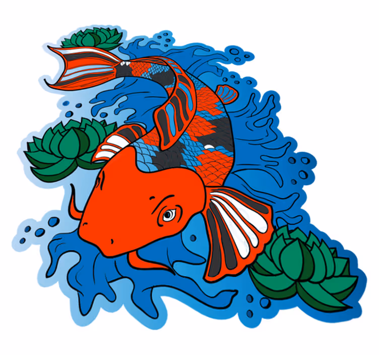 Aflombra vinílica animales ilustración colorida de peces koi - TenVinilo