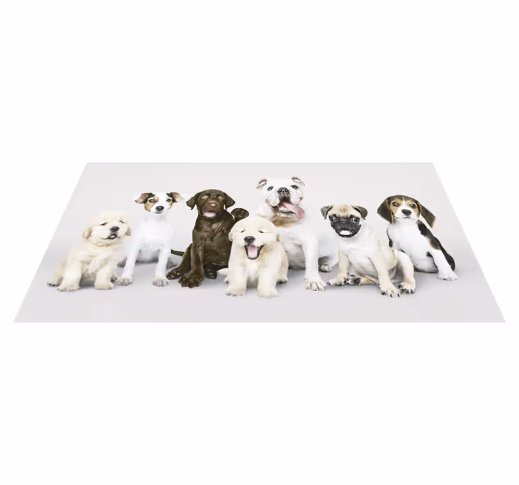 Alfombra de vinilo animal adorable Puppies Gathering - TenVinilo