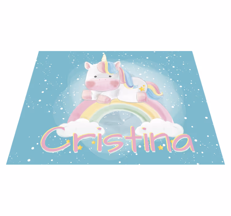 Alfombra vinilica bebé unicornio con nombre - TenVinilo