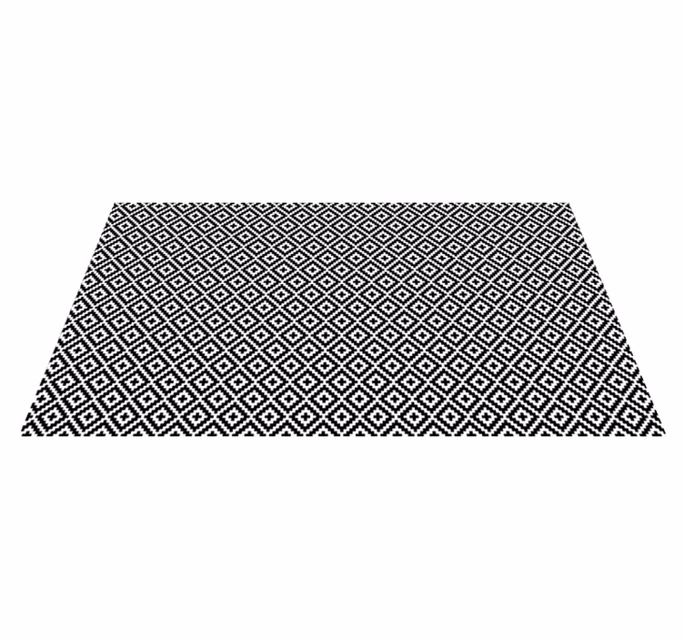 Alfombra vinílica salón diseño geométrico negro blanco - TenVinilo