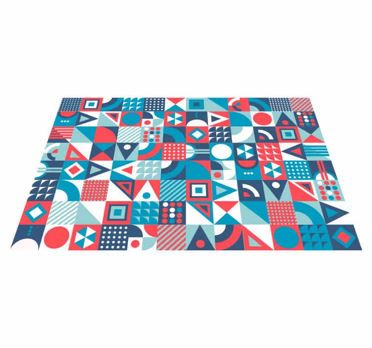 Alfombra vinílica salón patrón abstracto geométrico - TenVinilo