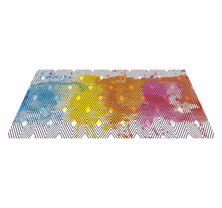 Alfombra vinílica moderna patrón geométrico multicolor - TenVinilo