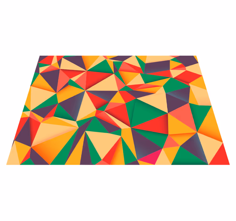 Alfombra vinílica geométrica colorida composición triangular - TenVinilo