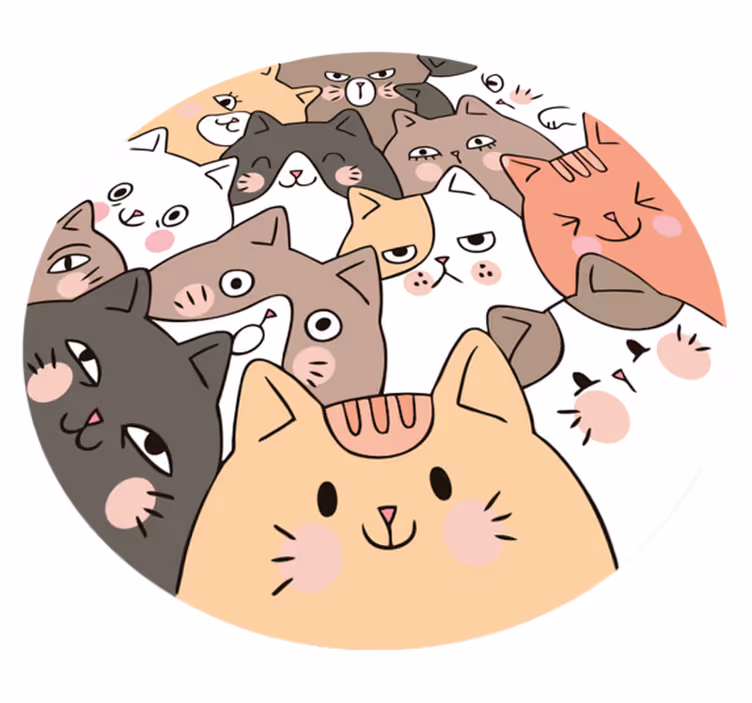 Alfombra vinílica redonda infantil con gatos - TenVinilo