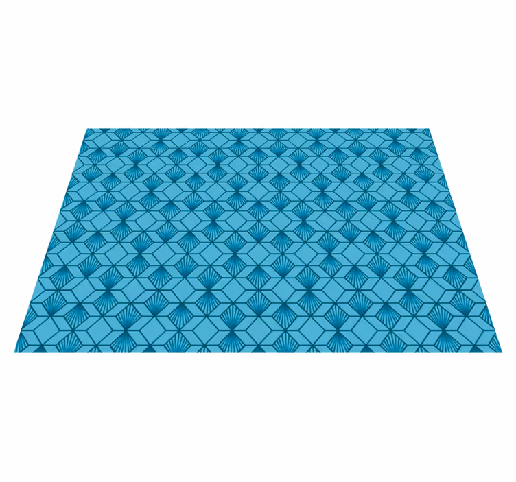 Alfombra vinílica geométrica cubo azul - TenVinilo