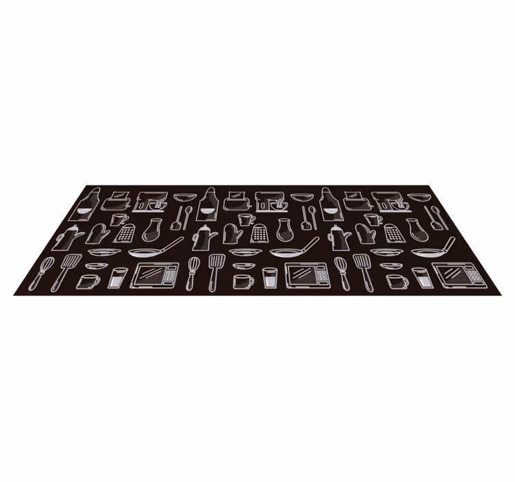 Alfombra vinilo cocina iconos utensilios para cocina - TenVinilo