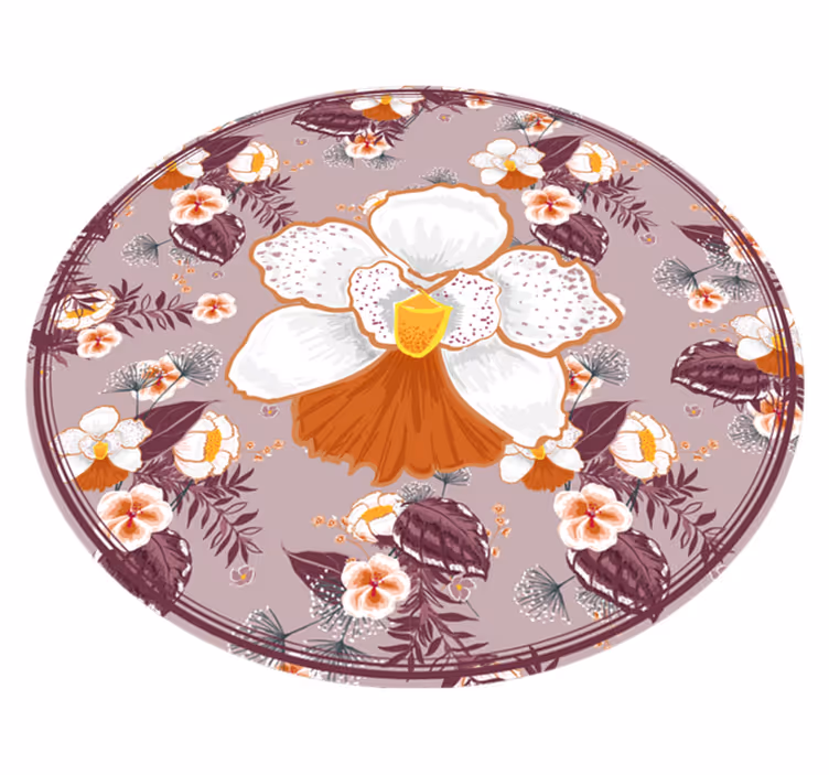 Alfombra vinílica flores círculo estampado floral - TenVinilo