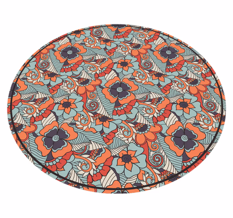 Alfombra vinílica flores patrón de mandala floral - TenVinilo