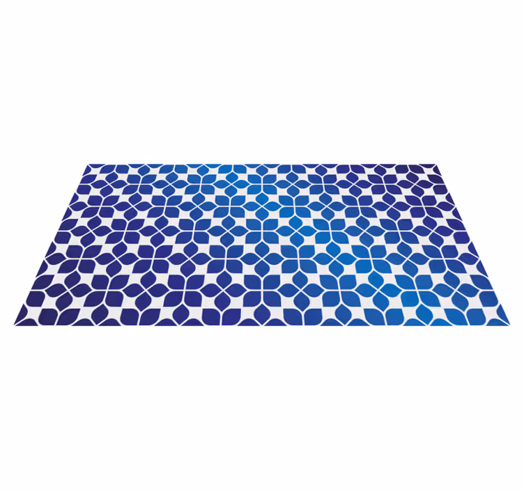Alfombra vinilo azul mosaico flores - TenVinilo