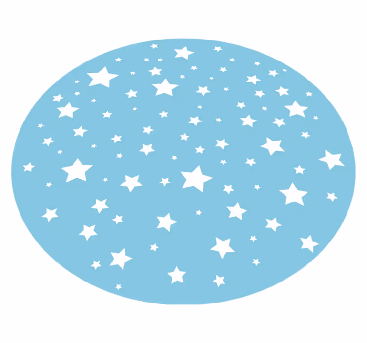 Alfombra vinílica infantil redonda estrellas azules - TenVinilo