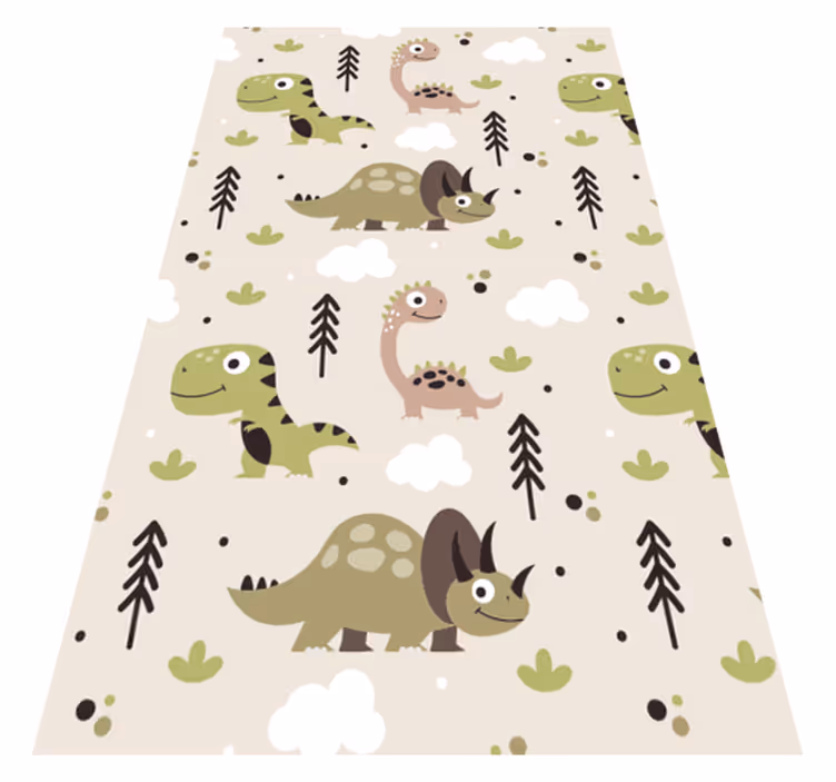 Afombra vinílica infantil verde dinosaurios para niños - TenVinilo