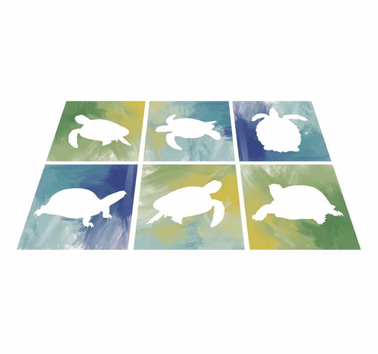 Aflombra vinílica animales mosaico de silueta de tortuga - TenVinilo