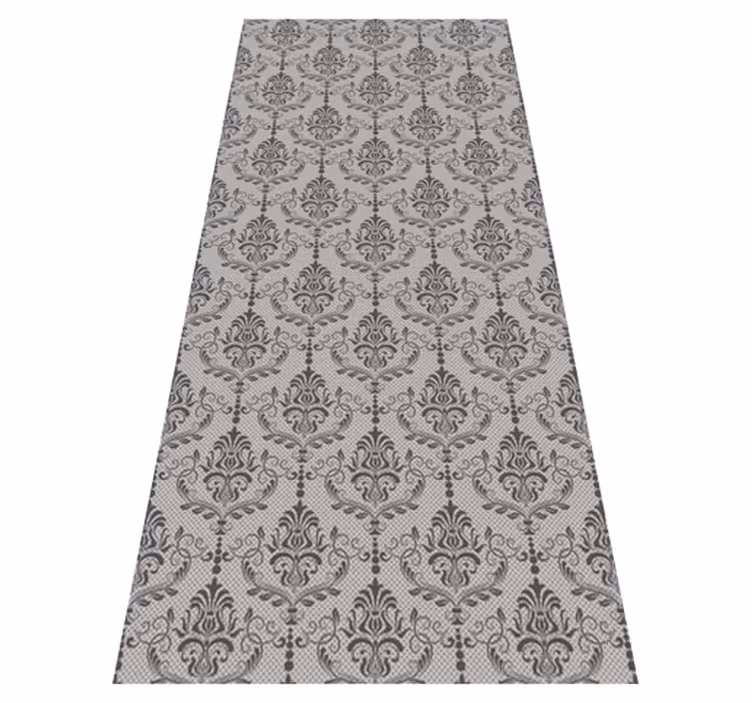 Alfombra vinílica gris floral ornamental - TenVinilo