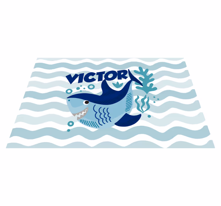 Alfombra vinílica personalizable ilustración de tiburón - TenVinilo