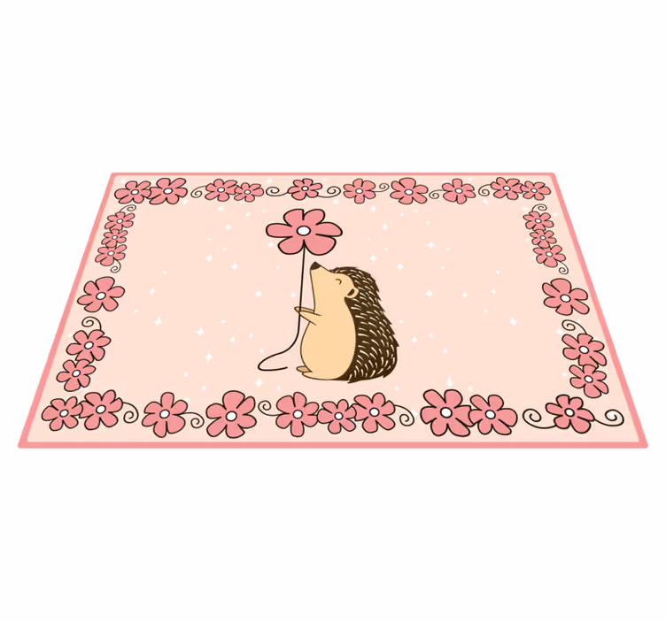 Alfombra vinílica bebé erizo floral - TenVinilo