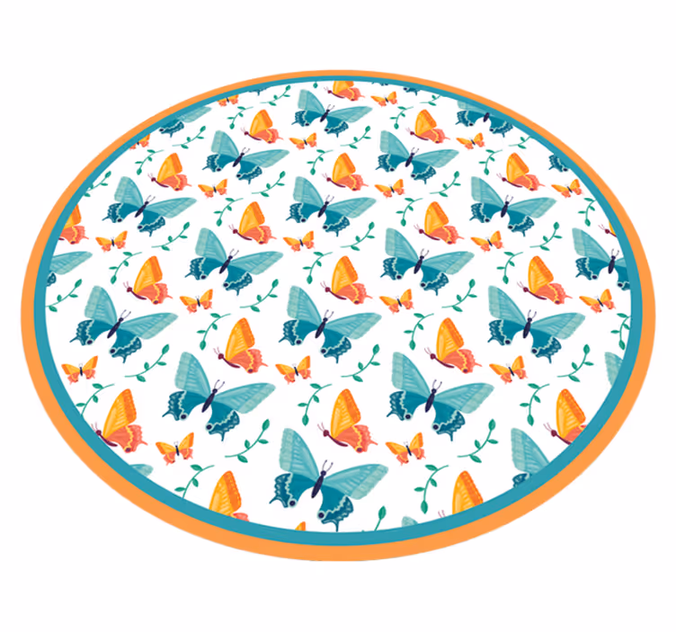 Alfombra vinílica bebé diseño circular de mariposa - TenVinilo