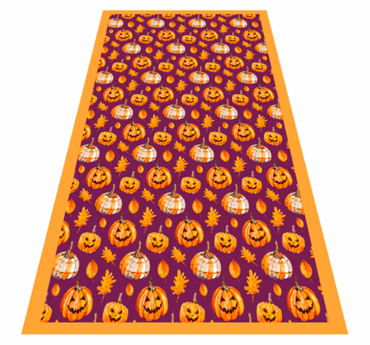 Alfombra vinilo morada calabazas de Halloween - TenVinilo