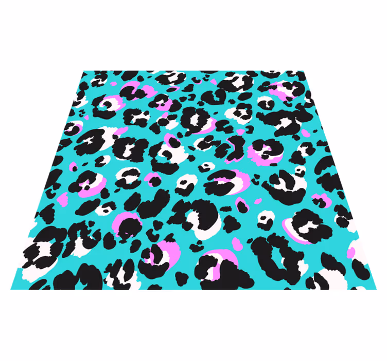 Alfombra vinílica animal print manchas coloridas de leopardo - TenVinilo