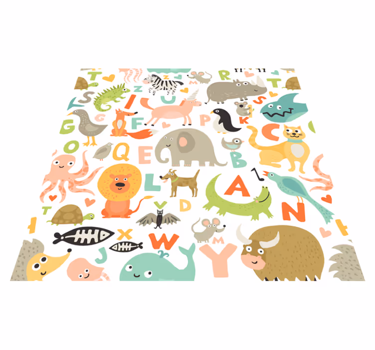 Alfombra vinilica infantil animales y letras - TenVinilo