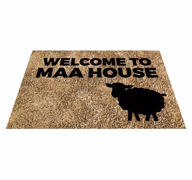 Alfombra vinílica con frase bienvenida maa casa - TenVinilo