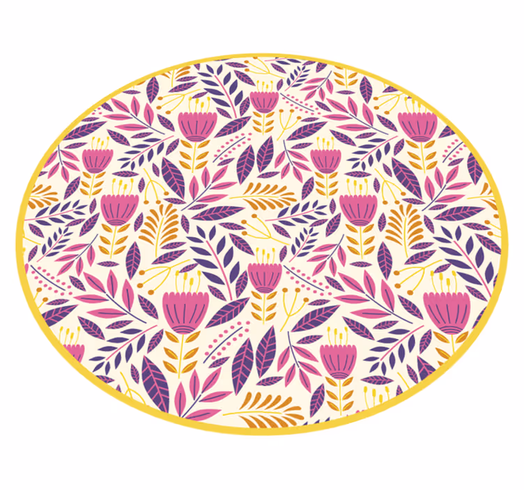 Alfombra vinílica flores diseño de simetría floral - TenVinilo