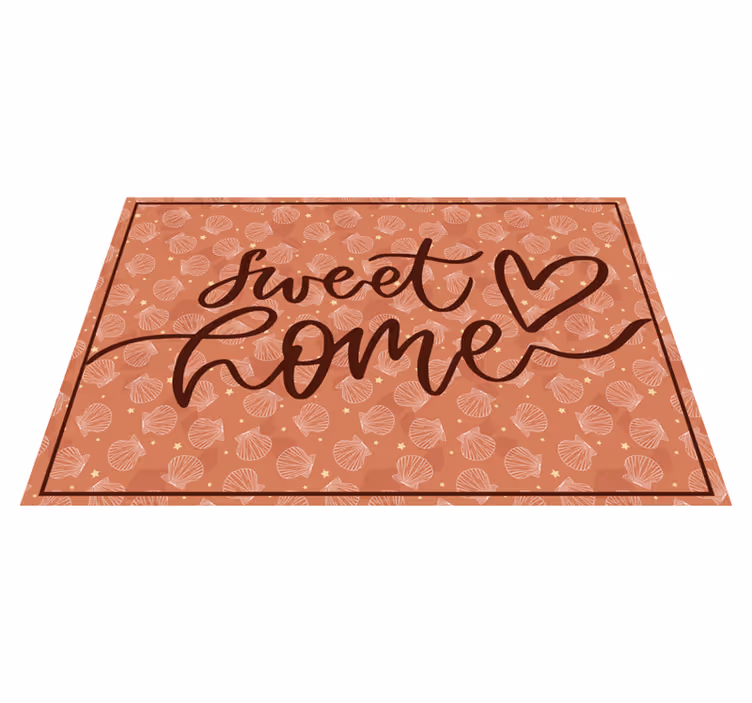 Alfombra vinílica con frase dulce hogar corazón - TenVinilo