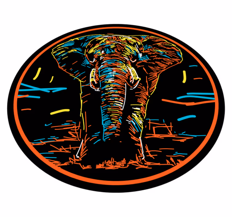Alfombra vinílica animales elefante multicolor - TenVinilo