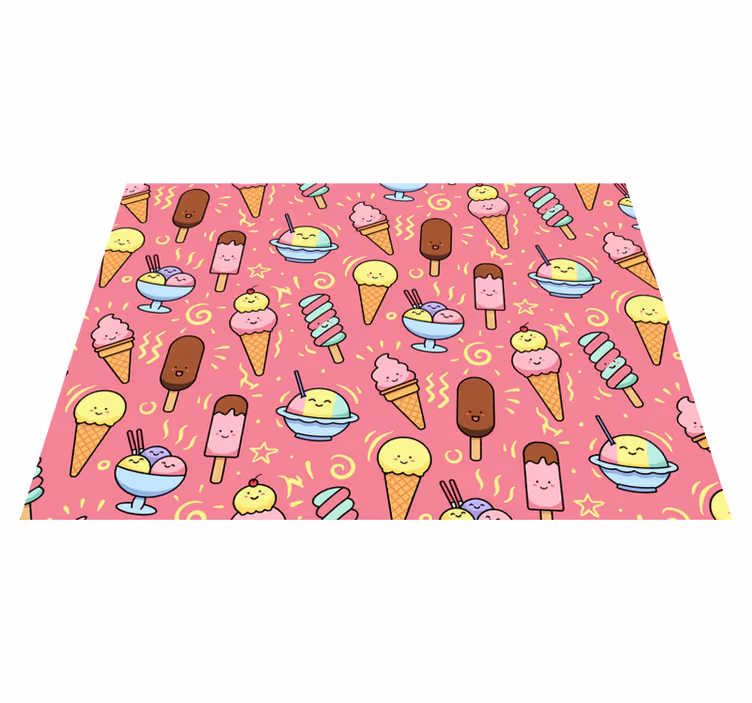 Alfombra vinílica infantil patrón de helados - TenVinilo