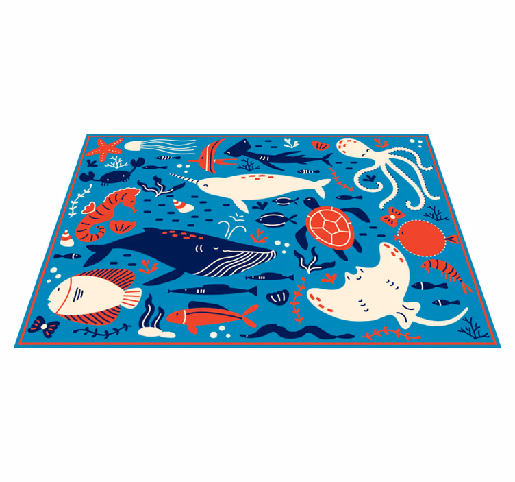 Aflombra vinílica animales collage de criaturas submarinas - TenVinilo
