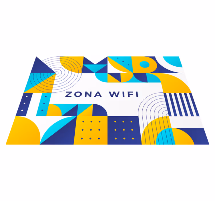 Alfombra vinílica con frase diseño geométrico de zona wifi - TenVinilo