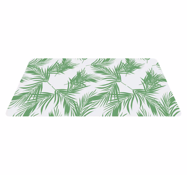 Alfombra floral de menta con hojas de palma - TenVinilo