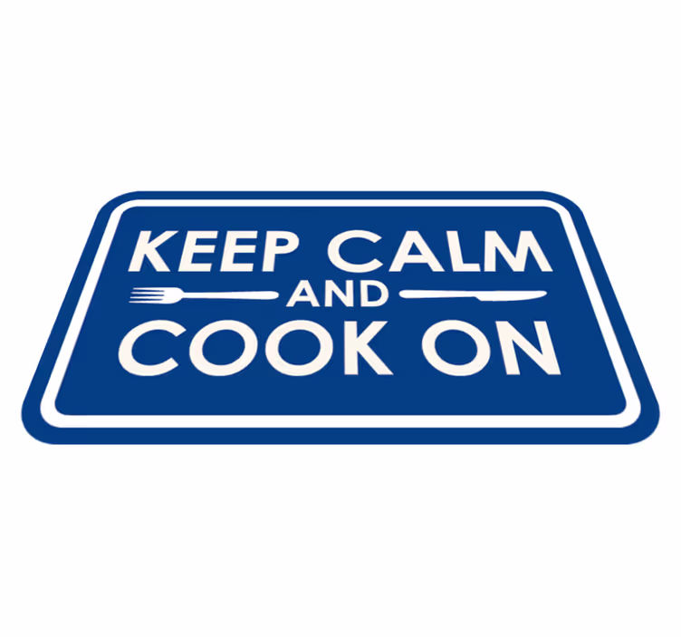 Alfombra vinílica con frase mantener la calma cocinar - TenVinilo