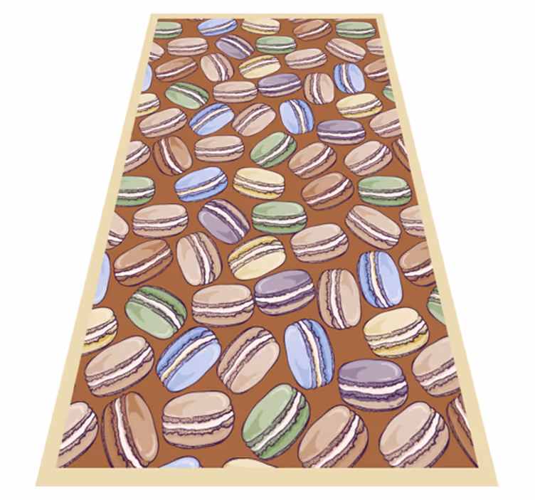 Alfombra vinílica cocina patrón de macarrones de colores - TenVinilo