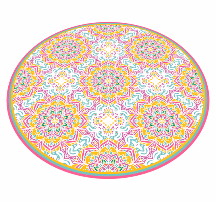 Alfombra vinílica mandala mosaico colorido - TenVinilo
