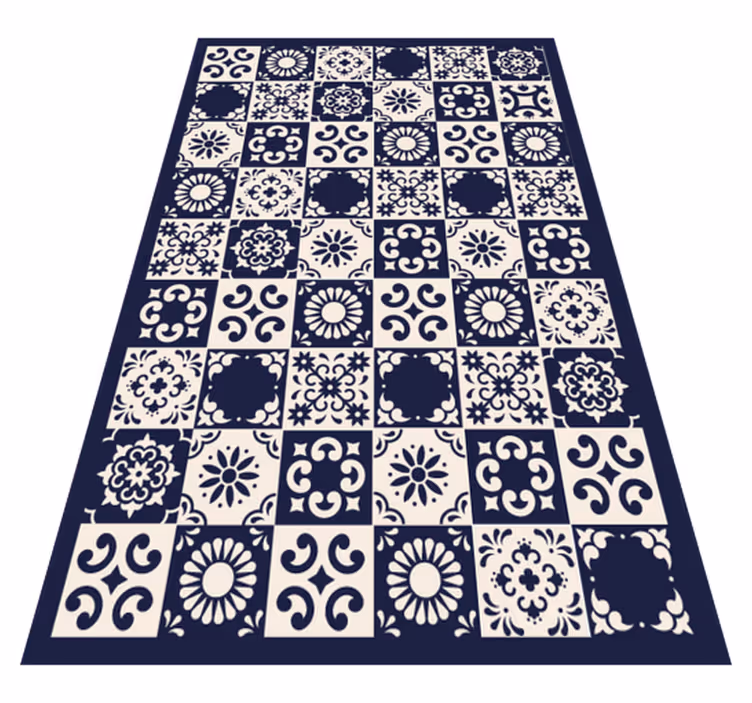 Alfombra vinílica hidráulica azulejos intrincados - TenVinilo