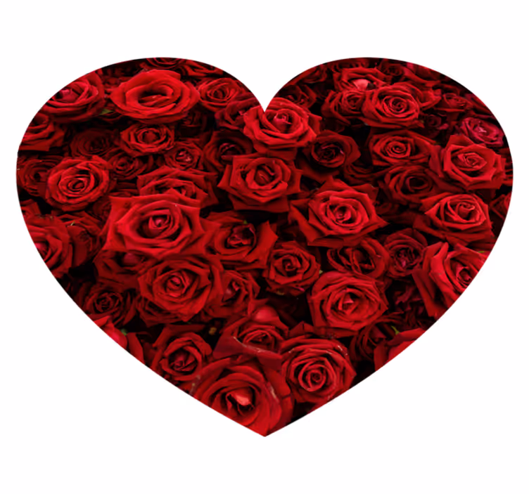Alfombra vinílica flores romance en forma de corazon - TenVinilo
