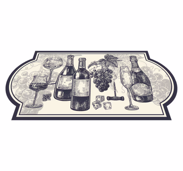 Alfombra vinílica cocina elegancia temática del vino - TenVinilo