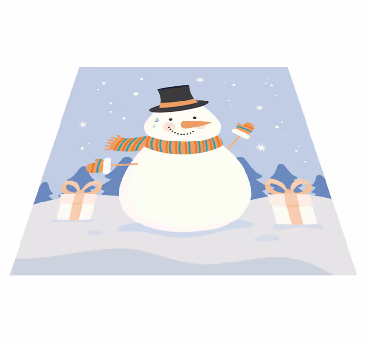 Alfombra vinilo infantil de muñeco de nieve - TenVinilo