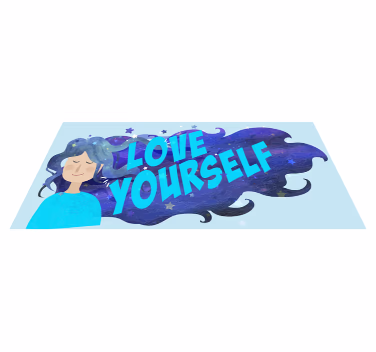 Alfombra vinílica con frase ámate a ti mismo ilustración - TenVinilo
