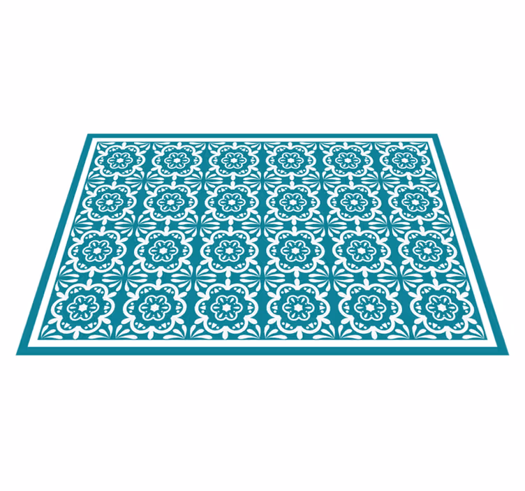 Alfombras de vinilo de azulejos Flores azules - TenVinilo