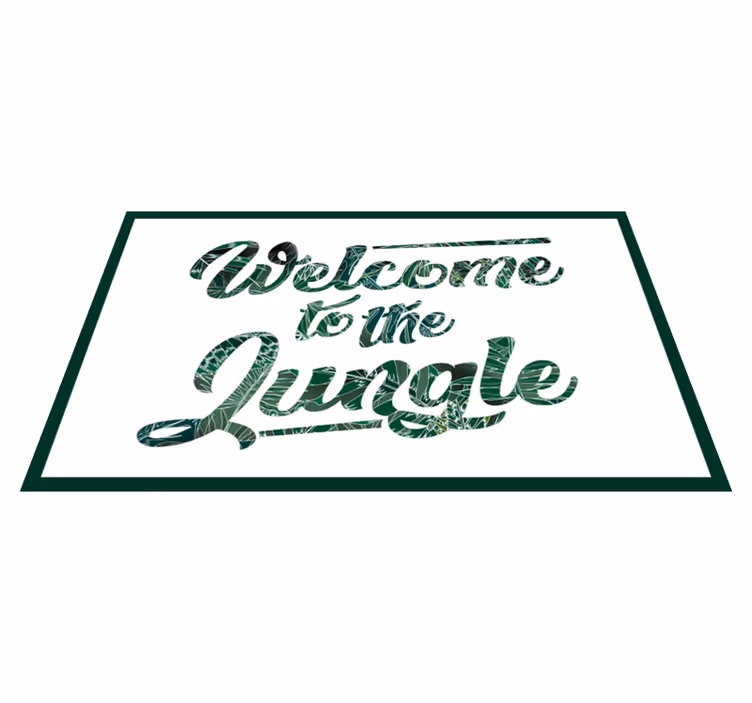 Alfombra vinílica con frase frase de bienvenida a la jungla - TenVinilo