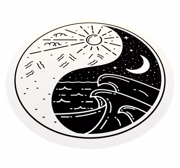 Alfombras vinílicas modernas Yin yang sol luna - TenVinilo
