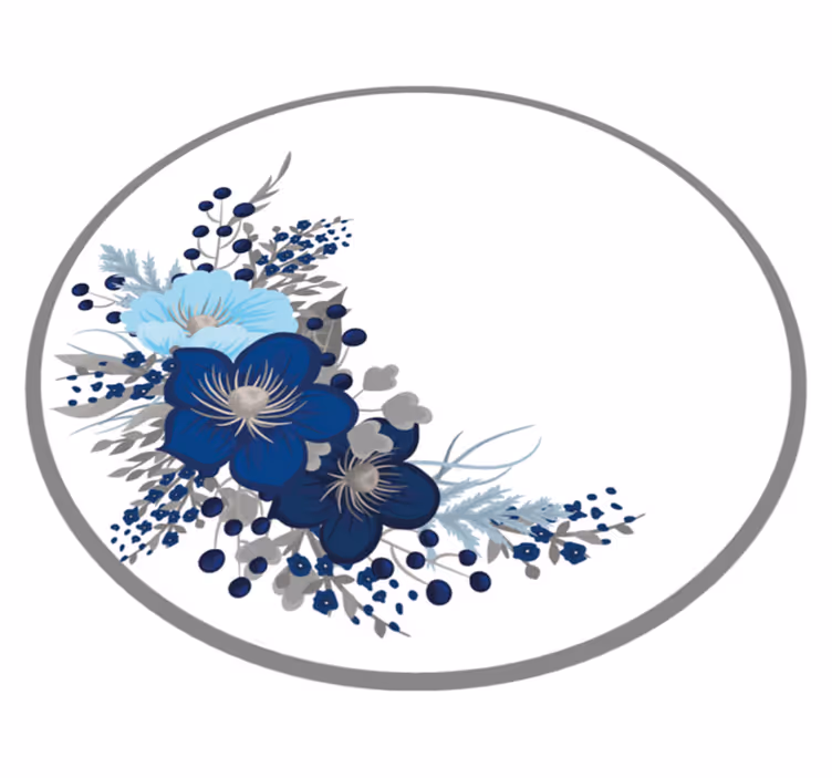 Alfombra vinilo recibidor Corona de flores azul - TenVinilo